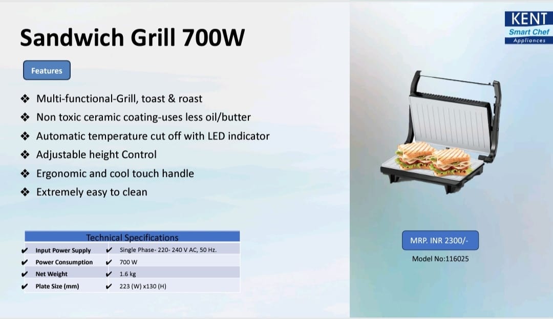 kent sandwich grill 700w